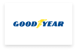 Goodyear logo featuring blue text with a yellow winged foot graphic.